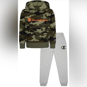 Champion Boys Two Piece Hooded Crew Neck Fleece Pant Fleece Sweatshirt